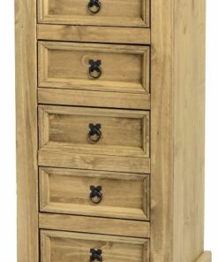 Corona 5 Drawer Narrow Chest in Distressed Waxed Pine
