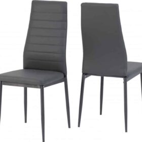 Abbey Chair - Grey Faux Leather (Pair)