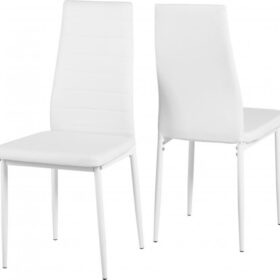 Abbey Chair - White Faux Leather (Pair)