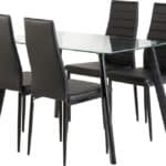 Abbey Small Dining Set - Clear Glass/Black/Black Faux Leather