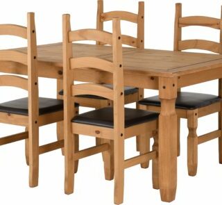 Corona 5' Dining Set - Distressed Waxed Pine/Brown Faux Leather