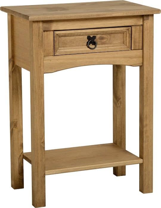 Corona 1 Drawer Console Table with Shelf - Distressed Waxed Pine