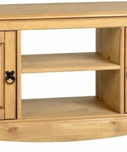 Corona 2 Door 1 Shelf Flat Screen TV Unit - Distressed Waxed Pine