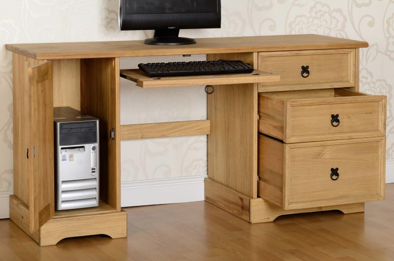Corona Computer Desk Distressed Waxed Pine Low Cost Furniture Direct