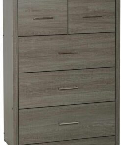 Lisbon 3+2 Drawer Chest - Black Wood Grain