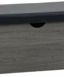 Lisbon Blanket Box - Black Wood Grain/Black Faux Leather