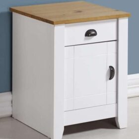 Ludlow 1 Drawer 1 Door Bedside Cabinet - White/Oak Lacquer