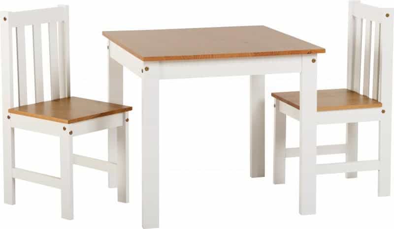 REDUCED Ludlow 1+2 Dining Set - White/Oak Lacquer SHOWROOM MODEL (ALREADY ASSEMBLED)