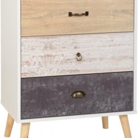 Nordic 3 Drawer Chest - White/Distressed Effect