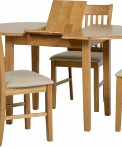 Oxford Extending Dining Set - Natural Oak/Mink Microsuede