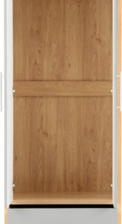 Seville 2 Door 1 Drawer Wardrobe - Light Oak Effect Veneer/Grey High Gloss