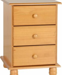 Sol 3 Drawer Bedside Chest - Antique Pine