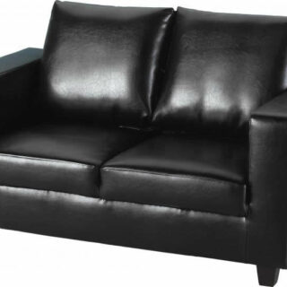 Tempo Two Seater Sofa-in-a-Box - Black Faux Leather