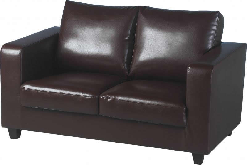 Tempo Two Seater Sofa-in-a-Box - Brown Faux Leather