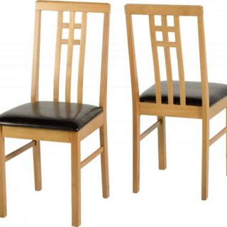 Vienna Chair - Medium Oak/Brown Faux Leather