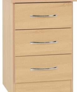 Nevada Light Oak Sonoma Effect 3 Drawer Bedside
