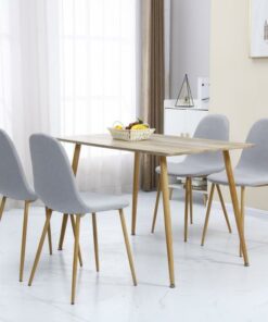 Barley Dining Set in Oak Veneer/Grey Fabric/Oak Effect