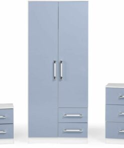 Jasper Bedroom Set in White/Blue Gloss