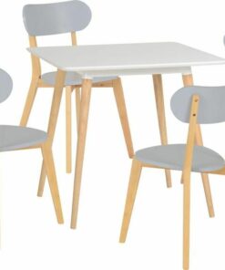 Julian Dining Set in White/Natural/Grey