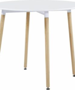 Lindon Dining Table in White/Natural Oak