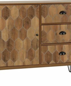 Ottawa 1 Door 3 Drawer Sideboard in Medium Oak Effect/Black