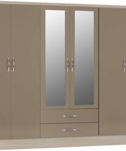 Nevada 6 Door 2 Drawer Wardrobe -Oyster