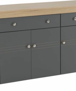 Montreal 3 Door Sideboard in Grey and Oak Effect